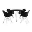 Ver imagem 2 de Mesa Jantar Redonda 90cm Preta Clips 3 Pés com 4 Poltronas Eiffel Eames Daw Pretas Ferro Branco