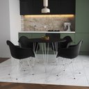 Ver imagem 1 de Mesa Jantar Redonda 90cm Preta Clips 3 Pés com 4 Poltronas Eiffel Eames Daw Pretas Ferro Branco