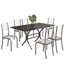 Ver imagem 2 de Conjunto Sala de Jantar Mesa Retangular 140x75cm Tampo Ardósia Indiana 6 Cadeiras Rio