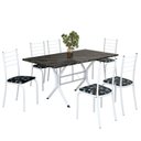 Ver imagem 2 de Conjunto Sala de Jantar Mesa Retangular 140x75cm Tampo Ardósia Indiana 6 Cadeiras Rio Branco/Preto Floral