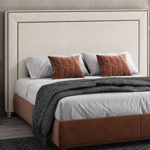 Cabeceira para Cama Box Queen 160cm Line Bouclé Off White - Sallar Home