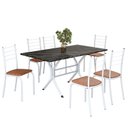 Ver imagem 2 de Conjunto Sala de Jantar Mesa Retangular 140x75cm Tampo Ardósia Indiana 6 Cadeiras Rio