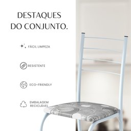 Conjunto Sala de Jantar Mesa Retangular 140x75cm Tampo Ardósia Indiana 6 Cadeiras Rio - 10