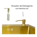 Ver imagem 2 de Cuba Dupla Quadrada 78x43 Inox Dourado C/ Acessórios