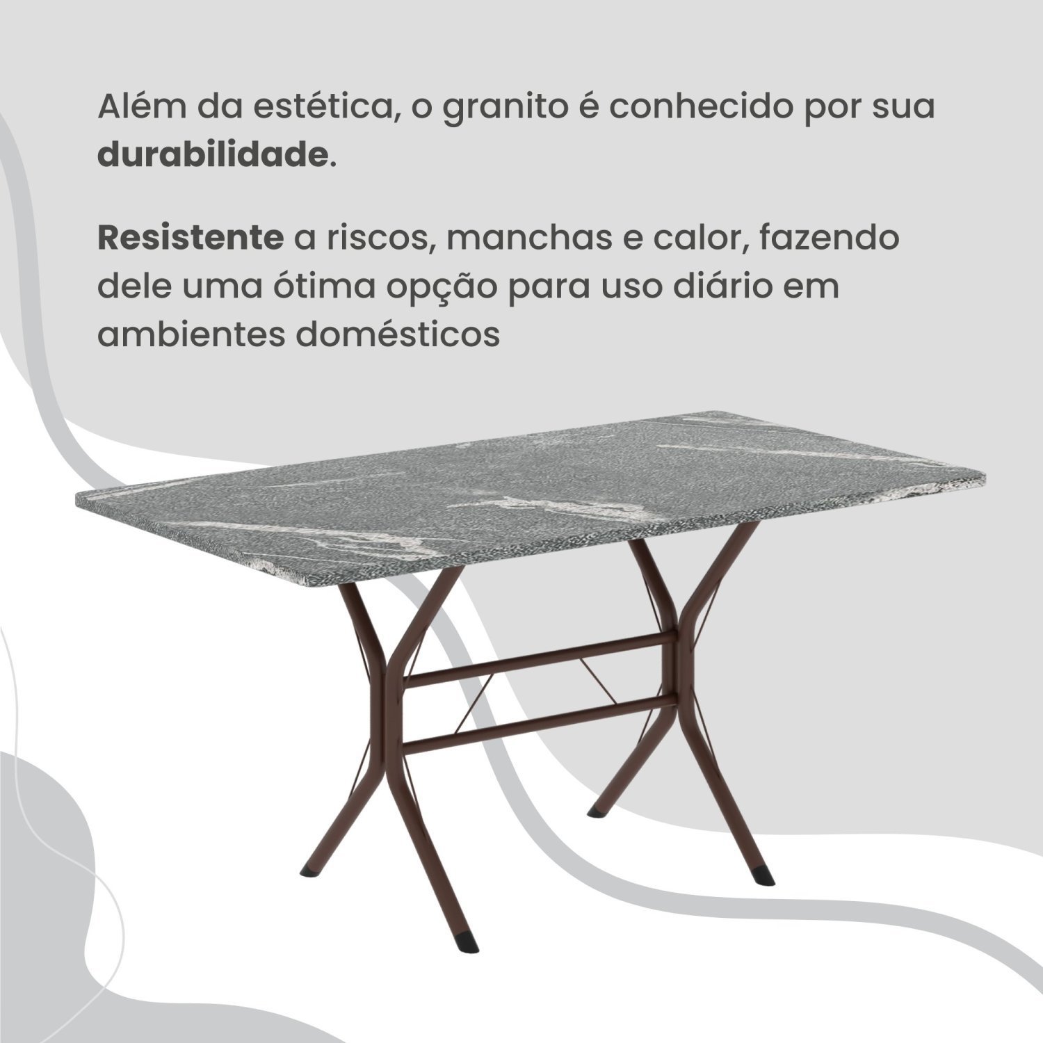 Conjunto Sala de Jantar Mesa Retangular 100x60cm Tampo Granito Topázio 4 Cadeiras Rio - 8