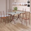 Ver imagem 1 de Conjunto Sala de Jantar Mesa Retangular 100x60cm Tampo Granito Topázio 4 Cadeiras Rio