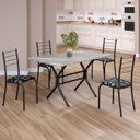 Ver imagem 1 de Conjunto Sala de Jantar Mesa Retangular 100x60cm Tampo Granito Topázio 4 Cadeiras Rio