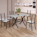 Ver imagem 1 de Conjunto Sala de Jantar Mesa Retangular 100x60cm Tampo Granito Topázio 4 Cadeiras Rio