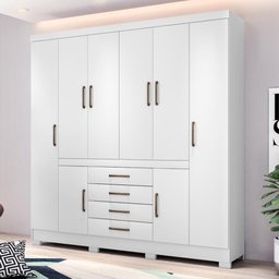 Guarda Roupa Casal 8 Portas e 4 Gavetas New Realce - Branco - 1