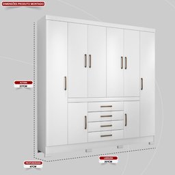 Guarda Roupa Casal 8 Portas e 4 Gavetas New Realce - Branco - 2