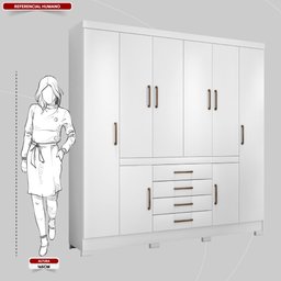 Guarda Roupa Casal 8 Portas e 4 Gavetas New Realce - Branco - 4