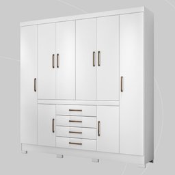 Guarda Roupa Casal 8 Portas e 4 Gavetas New Realce - Branco - 9