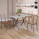 Ver imagem 1 de Conjunto Sala de Jantar Mesa Retangular 100x60cm Tampo Granito Topázio 4 Cadeiras Rio