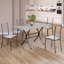 Ver imagem 1 de Conjunto Sala de Jantar Mesa Retangular 100x60cm Tampo Granito Topázio 4 Cadeiras Rio