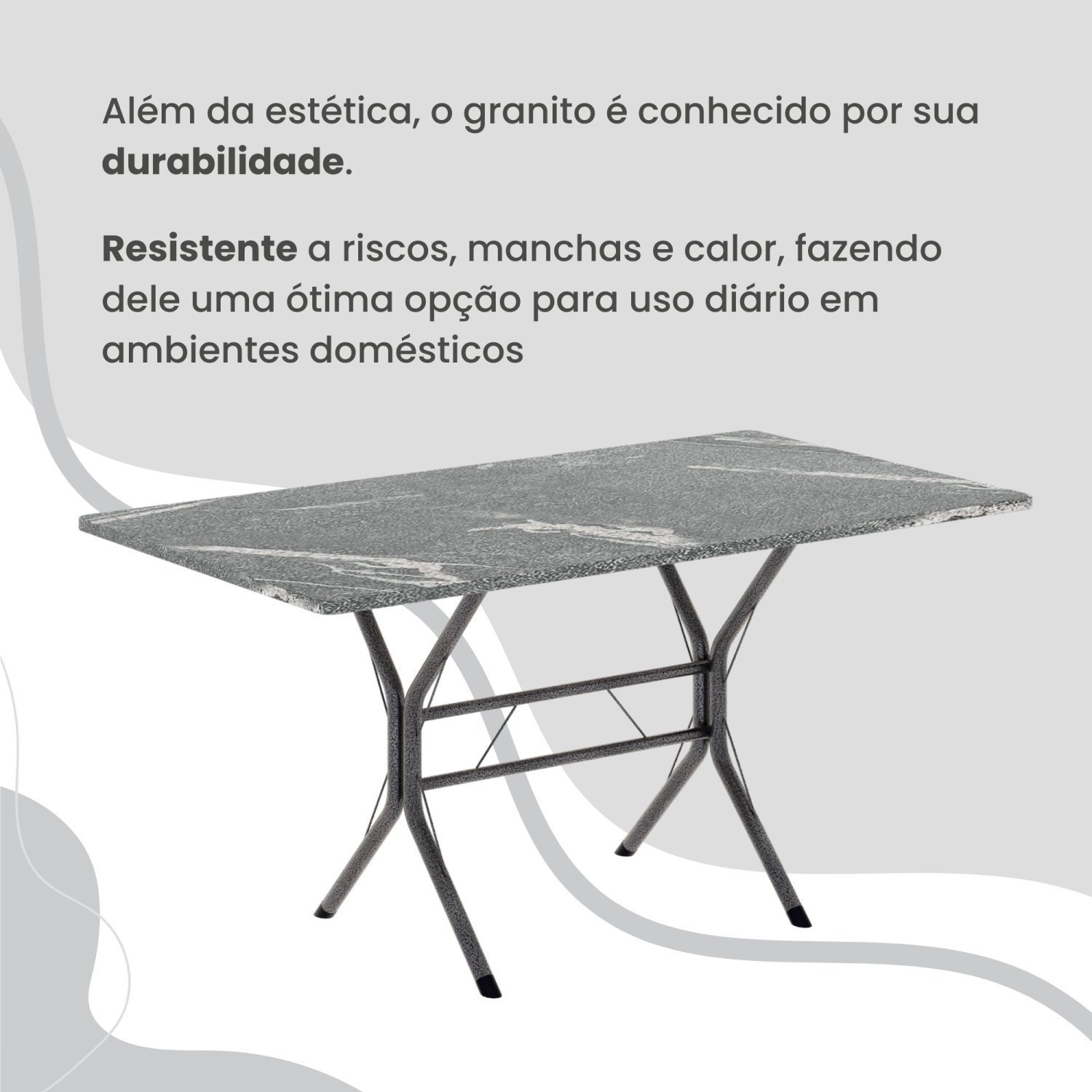 Conjunto Sala de Jantar Mesa Retangular 100x60cm Tampo Granito Topázio 4 Cadeiras Rio - 8