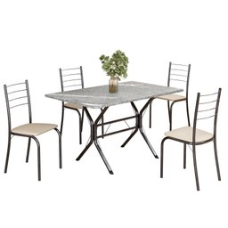 Conjunto Sala de Jantar Mesa Retangular 100x60cm Tampo Granito Topázio 4 Cadeiras Rio - 2