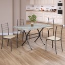 Ver imagem 1 de Conjunto Sala de Jantar Mesa Retangular 100x60cm Tampo Granito Topázio 4 Cadeiras Rio