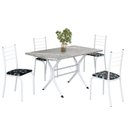 Ver imagem 2 de Conjunto Sala de Jantar Mesa Retangular 100x60cm Tampo Granito Topázio 4 Cadeiras Rio Branco/Preto Floral