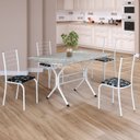 Ver imagem 1 de Conjunto Sala de Jantar Mesa Retangular 100x60cm Tampo Granito Topázio 4 Cadeiras Rio