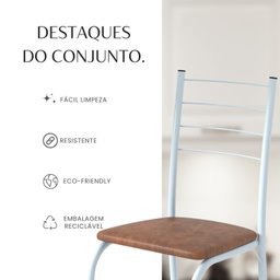 Conjunto Sala de Jantar Mesa Retangular 100x60cm Tampo Granito Topázio 4 Cadeiras Rio - 10