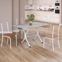 Ver imagem 1 de Conjunto Sala de Jantar Mesa Retangular 100x60cm Tampo Granito Topázio 4 Cadeiras Rio