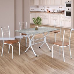 Conjunto Sala de Jantar Mesa Retangular 100x60cm Tampo Granito Topázio 4 Cadeiras Rio - 1