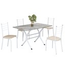 Ver imagem 2 de Conjunto Sala de Jantar Mesa Retangular 100x60cm Tampo Granito Topázio 4 Cadeiras Rio Branco/Creme