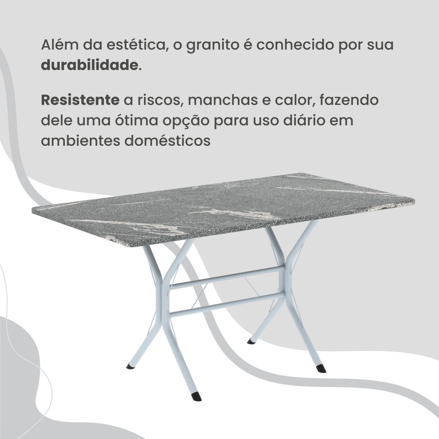 Conjunto Sala de Jantar Mesa Retangular 100x60cm Tampo Granito Topázio 4 Cadeiras Rio - 8