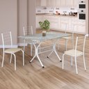 Ver imagem 1 de Conjunto Sala de Jantar Mesa Retangular 100x60cm Tampo Granito Topázio 4 Cadeiras Rio