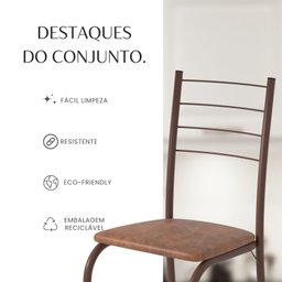 Conjunto Sala de Jantar Mesa Retangular 140x75cm Tampo Granito Topázio 6 Cadeiras Rio - 10