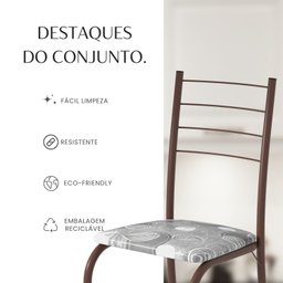 Conjunto Sala de Jantar Mesa Retangular 140x75cm Tampo Granito Topázio 6 Cadeiras Rio - 10