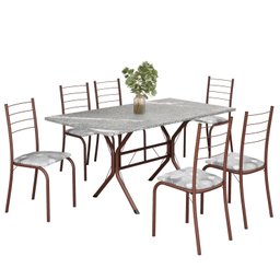 Conjunto Sala de Jantar Mesa Retangular 140x75cm Tampo Granito Topázio 6 Cadeiras Rio - 2