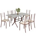 Ver imagem 2 de Conjunto Sala de Jantar Mesa Retangular 140x75cm Tampo Granito Topázio 6 Cadeiras Rio