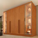 Ver imagem 5 de Guarda-Roupa Casal Portugal 6 Portas 2 Reflectas com LED 8 Gavetas Puxador MDF 270cm Yescasa