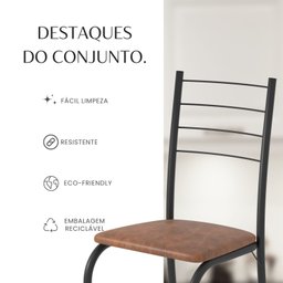 Conjunto Sala de Jantar Mesa Retangular 140x75cm Tampo Granito Topázio 6 Cadeiras Rio - 10