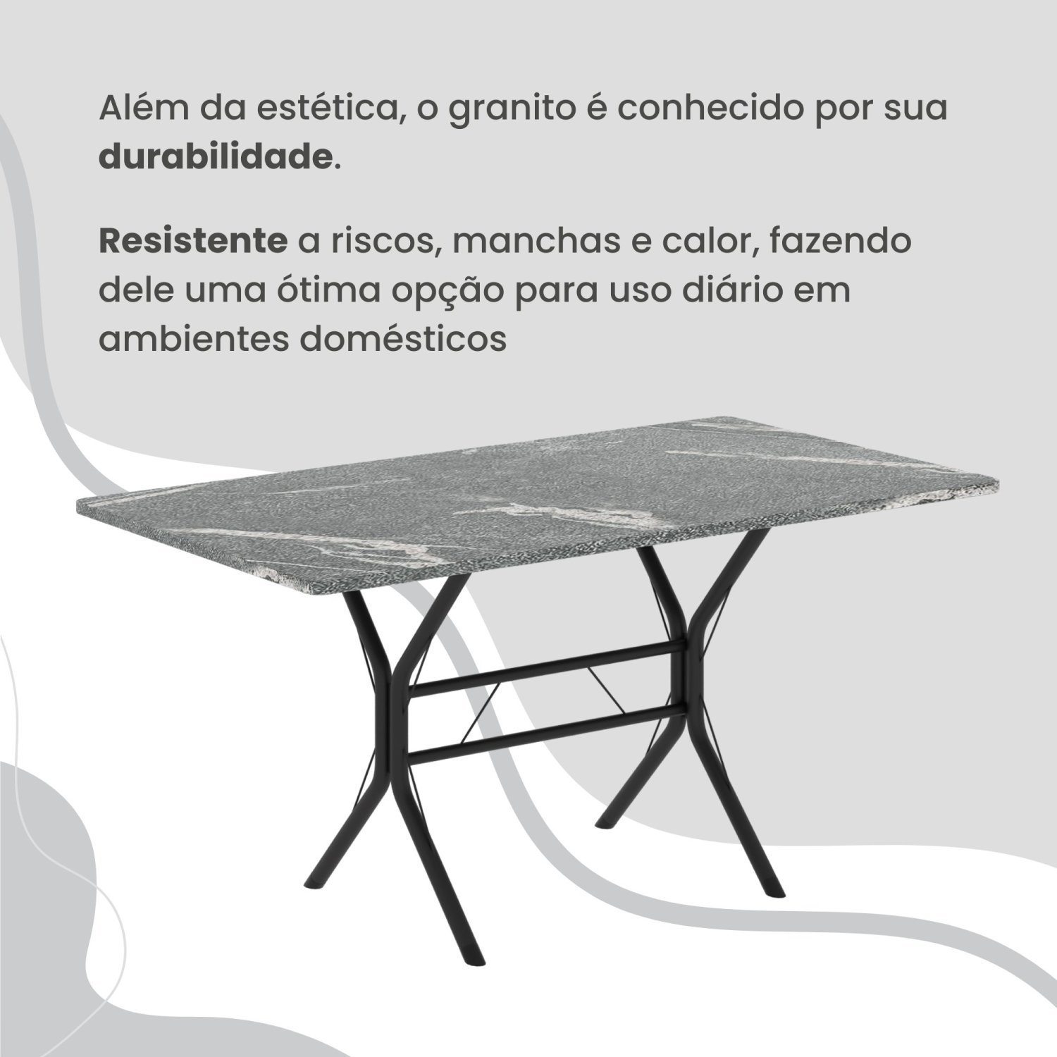 Conjunto Sala de Jantar Mesa Retangular 140x75cm Tampo Granito Topázio 6 Cadeiras Rio - 8