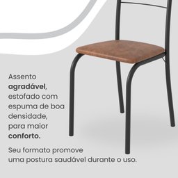 Conjunto Sala de Jantar Mesa Retangular 140x75cm Tampo Granito Topázio 6 Cadeiras Rio - 6