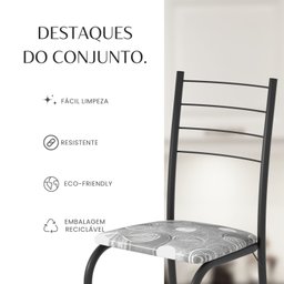 Conjunto Sala de Jantar Mesa Retangular 140x75cm Tampo Granito Topázio 6 Cadeiras Rio - 10