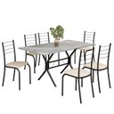 Ver imagem 2 de Conjunto Sala de Jantar Mesa Retangular 140x75cm Tampo Granito Topázio 6 Cadeiras Rio