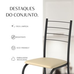 Conjunto Sala de Jantar Mesa Retangular 140x75cm Tampo Granito Topázio 6 Cadeiras Rio - 10