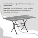 Ver mais imagens de Conjunto Sala de Jantar Mesa Retangular 140x75cm Tampo Granito Topázio 6 Cadeiras Rio Prata/Preto Floral/Mart