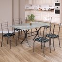 Ver imagem 1 de Conjunto Sala de Jantar Mesa Retangular 140x75cm Tampo Granito Topázio 6 Cadeiras Rio