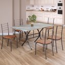 Ver imagem 1 de Conjunto Sala de Jantar Mesa Retangular 140x75cm Tampo Granito Topázio 6 Cadeiras Rio