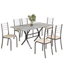 Ver imagem 2 de Conjunto Sala de Jantar Mesa Retangular 140x75cm Tampo Granito Topázio 6 Cadeiras Rio