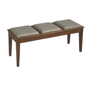 BANCO EM MADEIRA ASSENTO ESTOFADO EM COURÍSSIMO. COR NATURAL