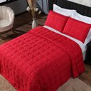 Ver imagem 1 de Cobre Leito 3 Peças Shine Queen 200 Fios Vermelho 2,4 x 2,2m Matelado Bordado e Porta Travesseiros C