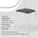 Ver imagem 6 de Conjunto Sala de Jantar Mesa Retangular 140x75cm Tampo Granito Topázio 6 Cadeiras Rio Branco/Preto Floral