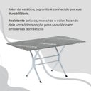 Ver mais imagens de Conjunto Sala de Jantar Mesa Retangular 140x75cm Tampo Granito Topázio 6 Cadeiras Rio Branco/Preto Floral