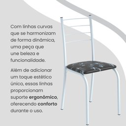 Conjunto Sala de Jantar Mesa Retangular 140x75cm Tampo Granito Topázio 6 Cadeiras Rio - 7