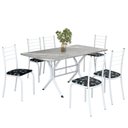 Ver imagem 2 de Conjunto Sala de Jantar Mesa Retangular 140x75cm Tampo Granito Topázio 6 Cadeiras Rio Branco/Preto Floral